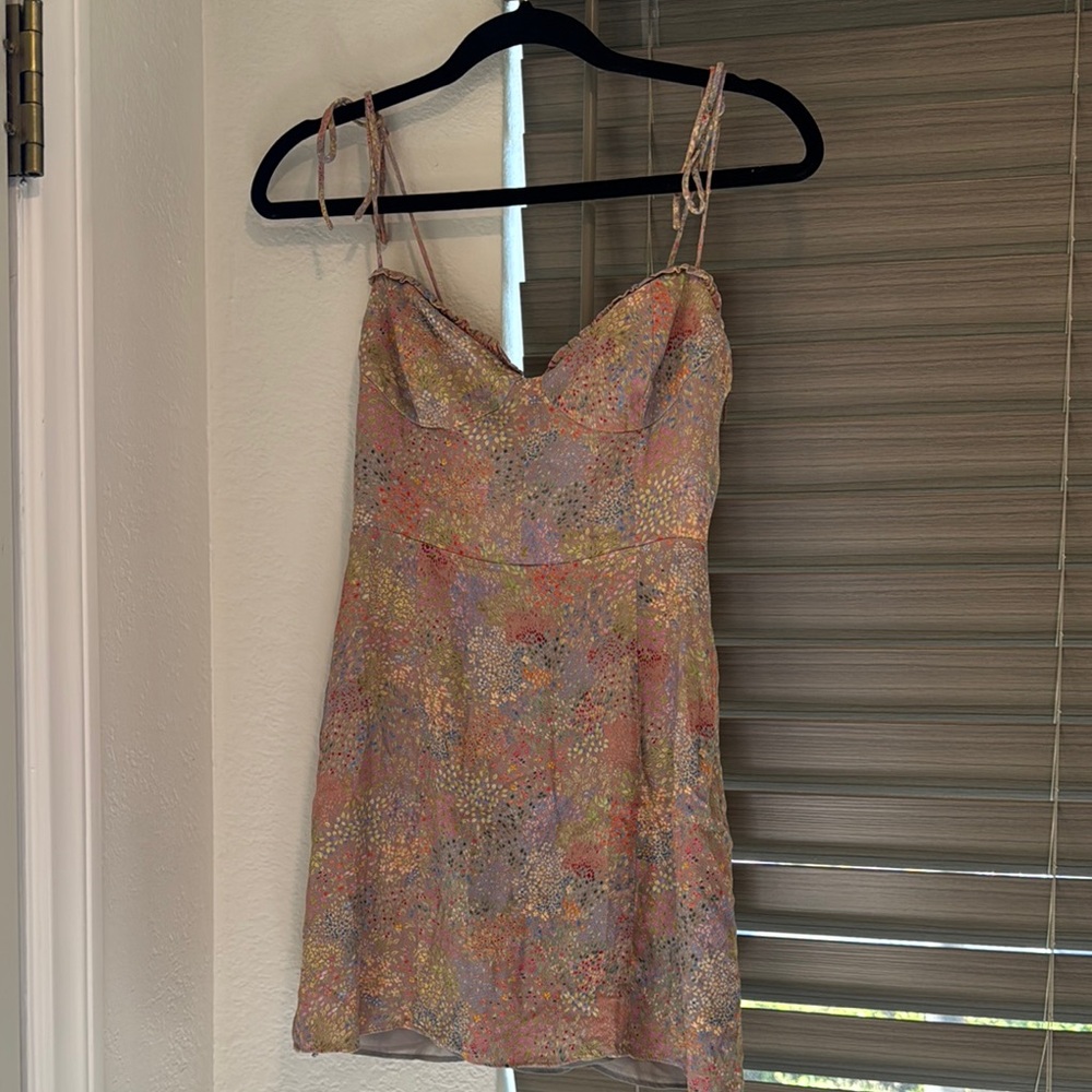 Aritzia Pastel Multicolor Satin Slip Dress — Pink, Gold, Lavender